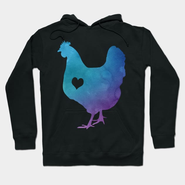 Adore Chickens Watercolor Hoodie by Psitta